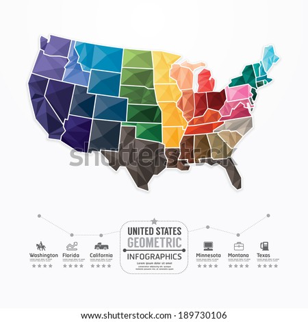 United states Map Infographic Template geometric concept banner. vector illustration