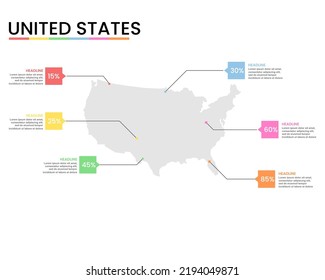 United States Map Infographics Template Editable Stock Vector (Royalty ...