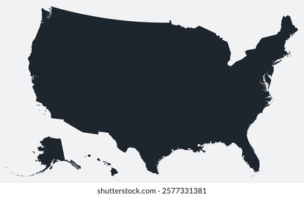 United States map. Just a simple border map. Shape of the country. Flat blank United States outline. Vector boundary illustration.