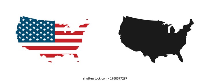 United states map. Linear icon. White background. Vector isolated elements. USA map icon symbol.