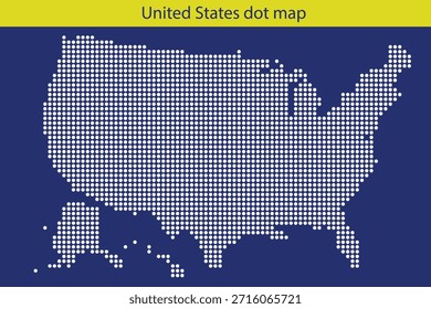 Mapa de Estados Unidos hecho de puntos sobre fondo azul