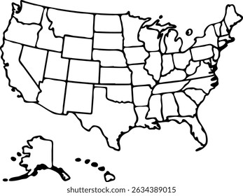  Mapa dos Estados Unidos com Contorno dos Estados