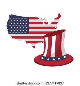 United States Map Outline With Hat Patriotic