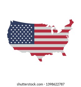 United States Map Outline Patriotic Isolated