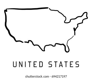 United States map outline - smooth simplified country shape map vector.