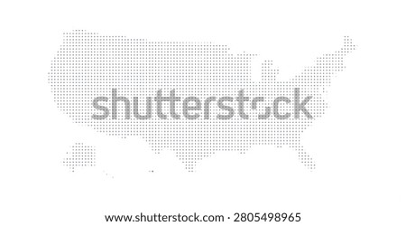 United States map outlined with blue dots. Clean representation of USA territory. Simple and clear graphic illustration.