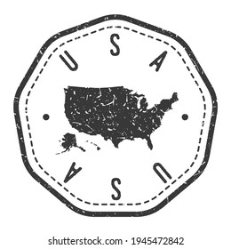 United States Map Stamp Retro Postmark. Silhouette Postal Passport. Seal Round Vector Icon. Badge Vintage Postage Design.