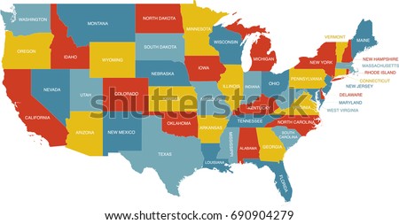 United States Map State Labels Stock Vector (Royalty Free) 690904279