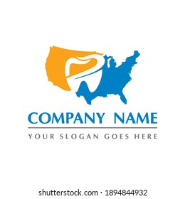 united states map and teeth dental care symbol logo vector