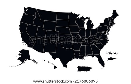 United States map. USA map isolated on white background. United States of America map. Vector illustration