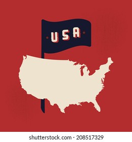 United States Map with USA Pride Flag