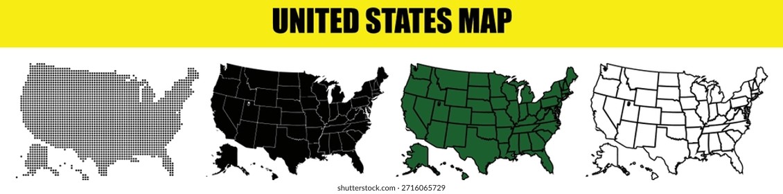 United States map with various colored styles