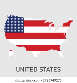 United States Map Vector Collection. United states country maps with flags Vector. USA country colors map with country flag collection icon vector. Vector illustration.