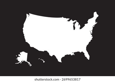 United States Map Vector Graphic white and black for Presentations and Designs. for your project