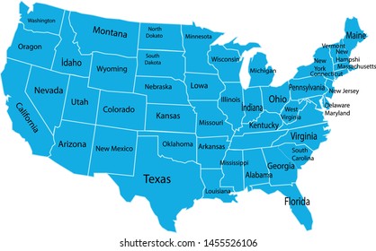 United States map vector illustration, cities map