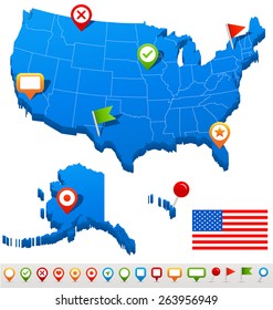 United States Map
Vector illustration of USA map and navigation icons