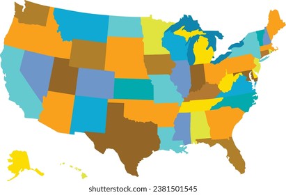 United States map vector isolated on white backdrop