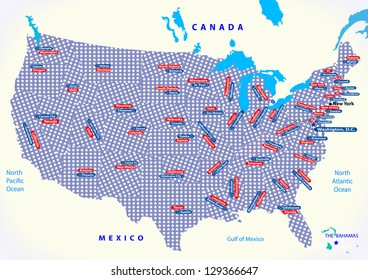 United States map vector USA map with states and capital cities