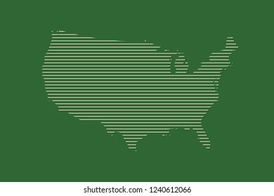 United States map vector using green straight lines on dark background illustration