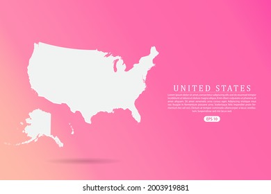 United States Map - World map vector template with 3d white color on Pink gradient background for infographic - Vector illustration eps 10