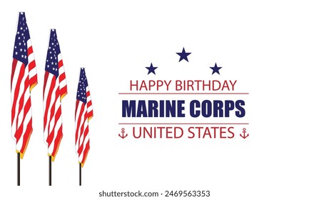 United States Marine Corps Birthday Text Style with the USA Flag