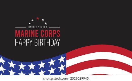 United States Marine Corps Geburtstag wird jedes Jahr im November beobachtet.  Konzept der Urlaubsbekanntheit. Hintergrund, Plakat, Bannervorlage Vektorgrafik-Design.