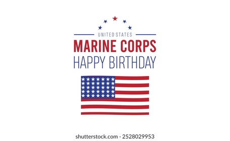 United States Marine Corps Geburtstag wird jedes Jahr im November beobachtet.  Konzept der Urlaubsbekanntheit. Hintergrund, Plakat, Bannervorlage Vektorgrafik-Design.