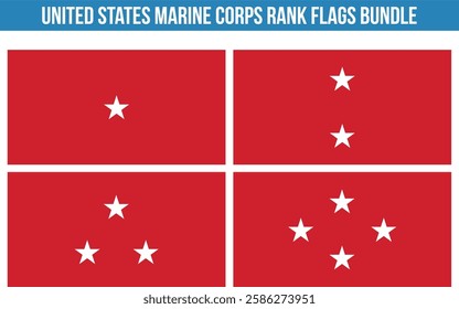 United States Marine Corps Rank Flags Bundle Vector Illustration Premium Quality