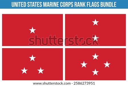United States Marine Corps Rank Flags Bundle Vector Illustration Premium Quality