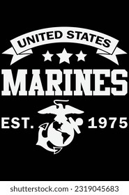 United States Marines Est 1975 eps cut file for cutting machine