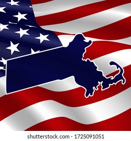 United States, Massachusetts. Dark blue silhouette of the state