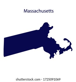 United States Massachusetts. Dark blue silhouette of the state
