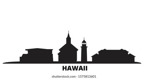 United States, Maui city skyline isolated vector illustration. United States, Maui travel black cityscape