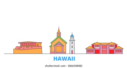 United States, Maui line cityscape, flat vector. Travel city landmark, oultine illustration, line world icons