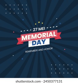 united states memorial day greeting card social media post template design typography vector illustration