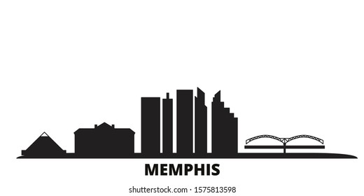 United States, Memphis city skyline isolated vector illustration. United States, Memphis travel black cityscape