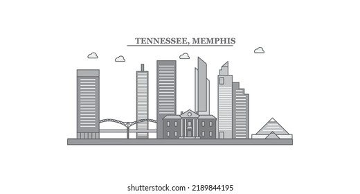 Estados Unidos, imagen vectorial aislada de la ciudad de Memphis, íconos