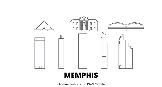 United States, Memphis line travel skyline set. United States, Memphis outline city vector illustration, symbol, travel sights, landmarks.