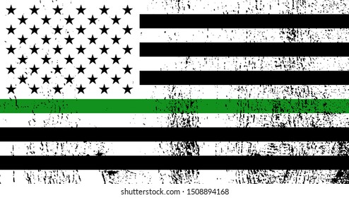 United States Military Green Line Flag. Thin Green Line. Vector EPS 10