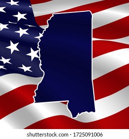 United States, Mississippi. Dark blue silhouette of the state