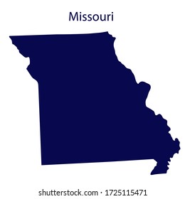 United States Missouri. Dark blue silhouette of the state