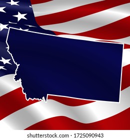 United States, Montana. Dark blue silhouette of the state