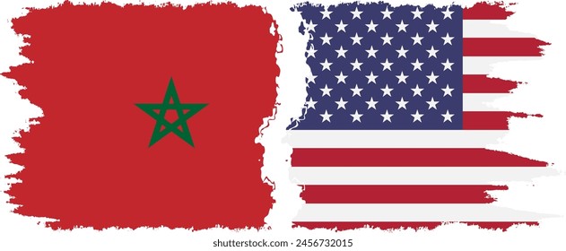 United States and Morocco grunge flags connection, vector