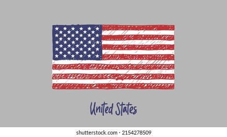 United States National Country Flag Marker or Pencil Sketch Illustration Vector