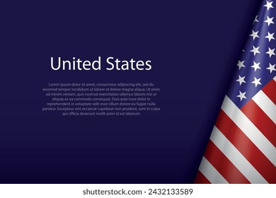 United States national flag isolated on dark background with copyspace