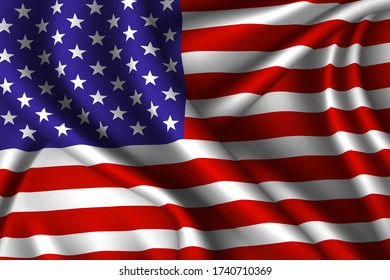 United States national flag of silk. Vector fabric texture
