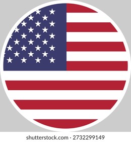 Ilustración vectorial nacional de la bandera de los Estados Unidos en forma de círculo, diseño de alta calidad