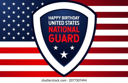 United States National Guard Birthday. December 13. Template For Background, Banner, Card, Or Poster. With A Shield, Star Icon And USA Flag. Premium And Luxury Vector Illustration