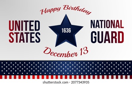 United States National Guard Birthday. December 13. Template For Background, Banner, Card, Or Poster. With A Shield, Star Icon And USA Flag. Premium And Luxury Vector Illustration