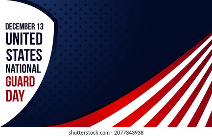 United States National Guard Birthday. December 13. Template For Background, Banner, Card, Or Poster. With A Shield, Star Icon And USA Flag. Premium And Luxury Vector Illustration